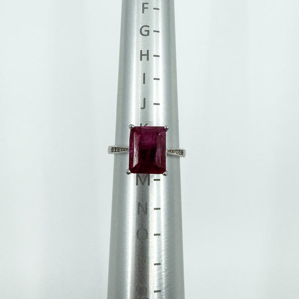 Large Sterling Silver 4.00ct Natural Ruby Solitiare Ring 925 Size K - L
