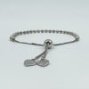Sterling Silver Diamond Cut Beaded Ball Adjustable Toggle Bracelet 925