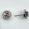 Amethyst & CZ Halo Studs in Sterling Silver 925