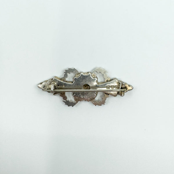 Antique Victorian Sterling Silver Scottish Thistle Brooch 925 (Birmingham 1876)