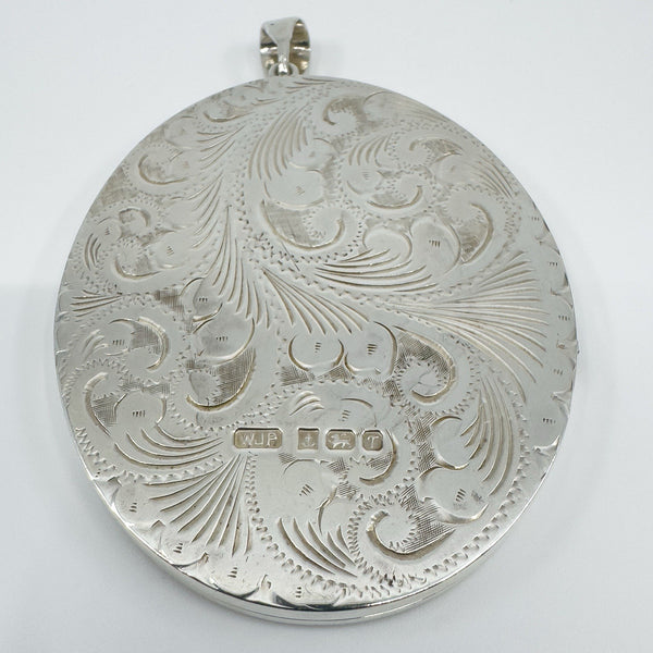 Rare Huge Oversized Chunky Vintage Sterling Silver Oval Photo Locket Pendant 69g