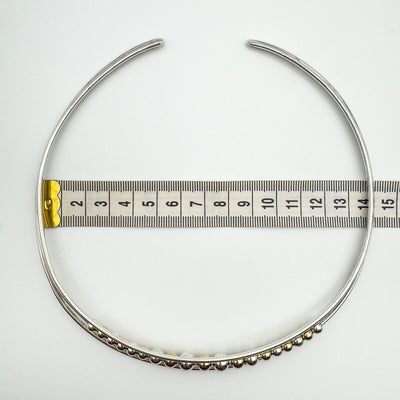 Unusual 9ct Gold & Sterling Silver Beaded Ball Torque Necklace Heavy 36g