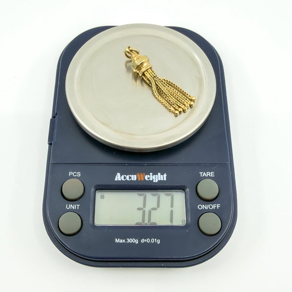 Vintage 9ct Gold Albertina Tassel Pendant / Charm 375