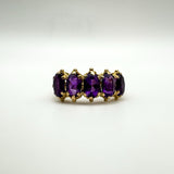 Vintage 9ct Gold 0.50ct Amethyst Half Hoop Band Ring Size L - M 3.7g 1972