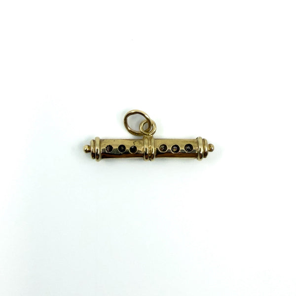 Vintage 9ct Gold Diamond T-Bar Pendant / Charm 375