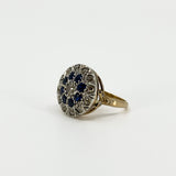 Antique Edwardian 14ct Gold Rose Cut Diamond & Sapphire Bombe Ring 585 Size O P