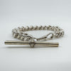 Chunky Sterling Silver Vintage Curb Links Bracelet & Large T-Bar Charm 925 61g