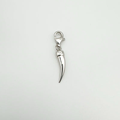Diamond Tooth - Horn Pendant / Charm in Sterling Silver 925