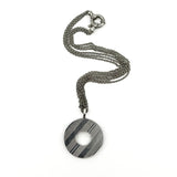Large Sterling Silver Mother of Pearl Pendant & 16" Chain 925 by KENZO