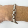 Vintage Sterling Silver Fancy Link Engraved T-Bar & Dog Clip 8” Bracelet 925 23g