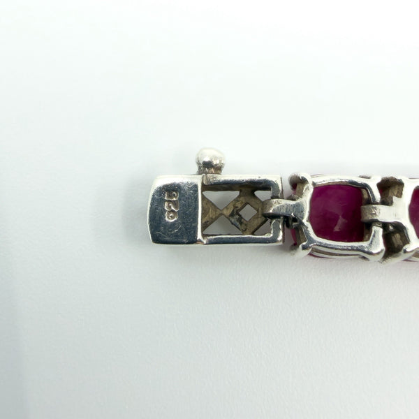 7.5" Sterling Silver 26ct Natural Ruby Tennis Bracelet 925