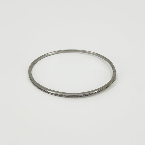 9ct White Gold Diamond Hinged Bangle / Bracelet 375