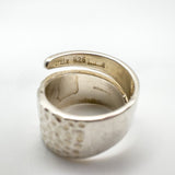 Modernist Snake Ring / Half Hammered Crossover Band in Sterling Silver Size L