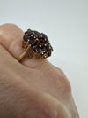 Large Vintage 9ct Gold Garnet Cocktail Cluster Ring Size L