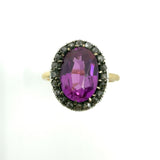 Antique / Art Deco 14ct Gold Pink Sapphire & Rose Cut Diamond Ring 585 Size O