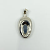Unusual Chunky Vintage Sterling Silver Oval Perfume / Poison Bottle Pendant 925