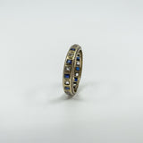 Vintage 9ct Gold Blue & White Spinel Full Eternity Band / Ring Size Q