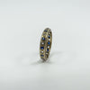 Vintage 9ct Gold Blue & White Spinel Full Eternity Band / Ring Size Q