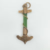 Antique 9ct Rose Gold Jade Nautical Anchor Pendant / Charm