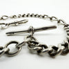 Antique 1899 Sterling Silver Fancy Figaro Link 16” Albert Chain & T-Bar 925