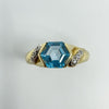 Vintage 9ct Yellow Gold 1ct Blue Topaz Solitaire Ring 375 Size K Edinburagh 1999