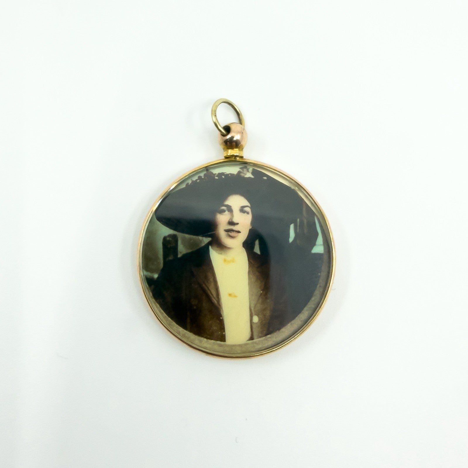 Large Antique 9ct Rose Gold Double Sided Glass Photo Locket 375 (Birm 1912)