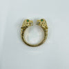18ct Gold Gem Set Double Panther Head Ring Size O 750