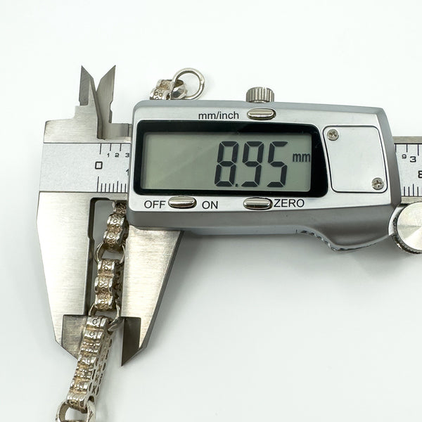 Vintage Chunky Sterling Silver Stars & Bars 8.5” Bracelet 925 Heavy 33g