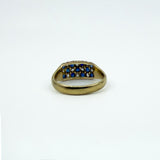 Antique Art Deco 18ct Gold Sapphire & Old Cut Diamond Half Hoop Ring 750 Size P