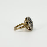 Antique Edwardian 14ct Gold Rose Cut Diamond & Sapphire Bombe Ring 585 Size O P