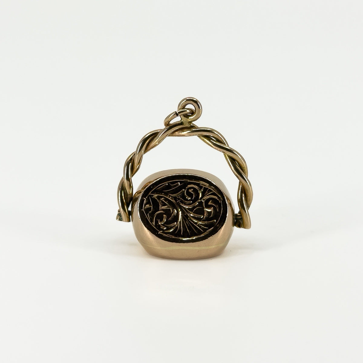 Vintage 9ct Rose Gold Double 3 Sided Spinning Engraved Fob 375 (Birm 1995)