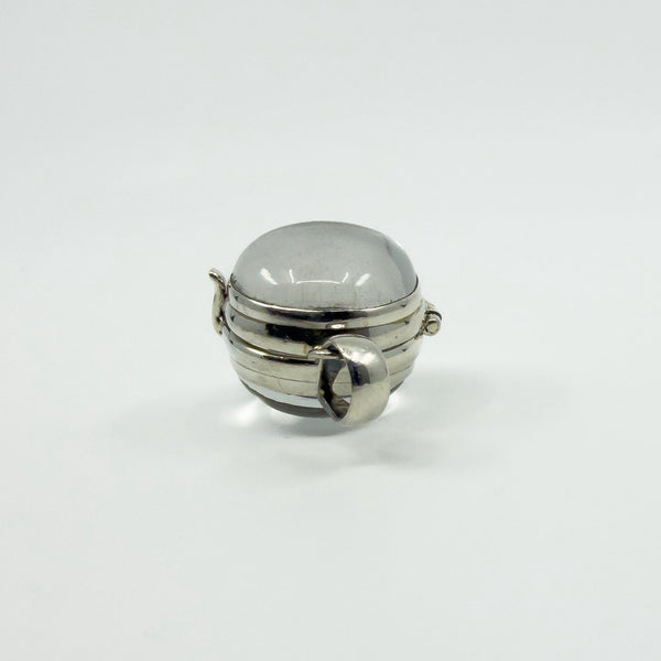 Large Chunky Sterling Silver Oval Double Sided Glass Orb Photo Locket 925