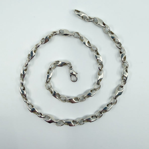 Vintage Sterling Silver Chunky 16.5" Fancy Link Chain / Necklace 925 23g