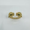 18ct Gold Gem Set Double Panther Head Ring Size O 750