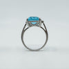 Chunky Sterling Silver 14ct Blue Topaz Ring Size U 925