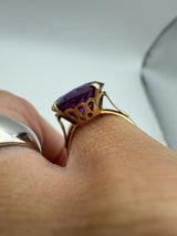 Vintage 14ct Gold 8.50ct Colour Change Purple Sapphire Size J - K