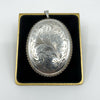 XL Vintage Sterling Silver Foliate Engraved Oval Photo Locket / Pendant 925