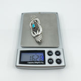 Large Chunky Vintage Sterling Silver Turquoise Brooch 925 Heavy 16g