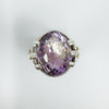 Huge Chunky Sterling Silver Amethyst Ring 925 Size M