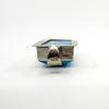 Large Chunky Sterling Silver Modernist Blue Turquoise Pendant 925