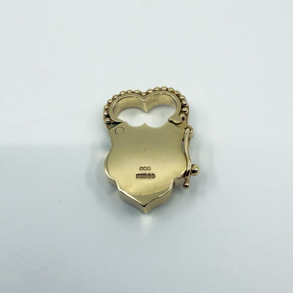 Chunky Vintage 9ct Gold Heart & Sheild Lock Padlock Pendant Charm 375 Birm 1995