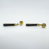 Vintage 9ct Gold & Onyx Dangle Drop Earrings 375 Art Deco Style (1981)