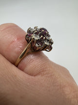 Vintage 9ct Gold 0.81ct Ruby & Diamond Cluster Cocktail Ring 375 Size K
