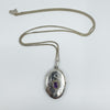 Vintage Sterling Silver Oval Amethyst Photo Locket Pendant & 22” Chain 925