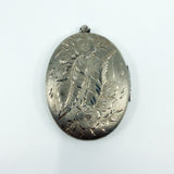 Large Vintage Sterling Silver Oval Floral Engraved Locket 925 (Birm 1973)