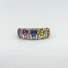 9ct Gold Rainbow Multigem & Diamond Ring Size S Wedding Eternity Engagement 