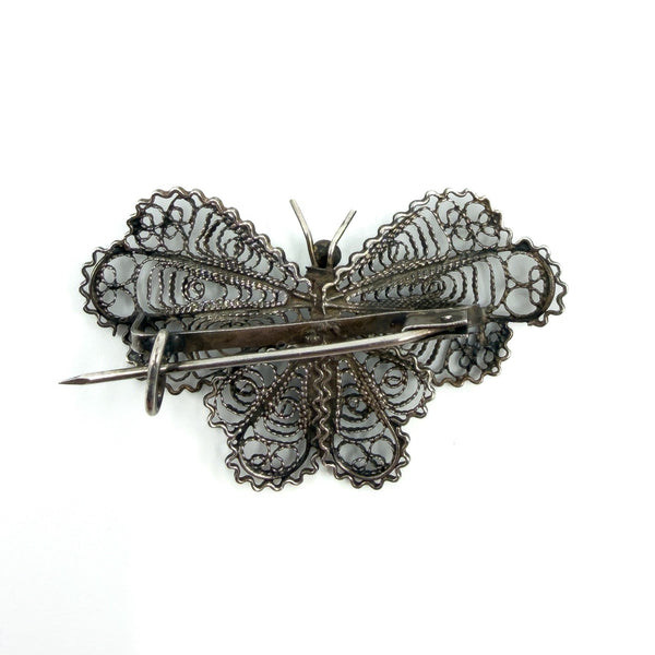 Vintage Sterling Silver Filigree Butterfly Brooch 925