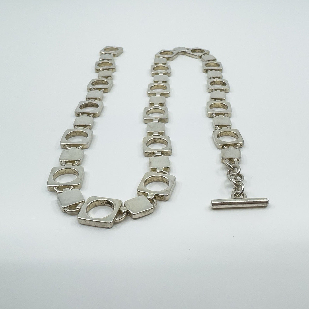 Vintage Sterling Silver Square 16” Chain / Necklace & T-Bar Toggle 925 38g 2001