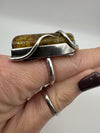 Chunky Modernist Heavy Baltic Amber Ring in Sterling Silver 925 Size L - M