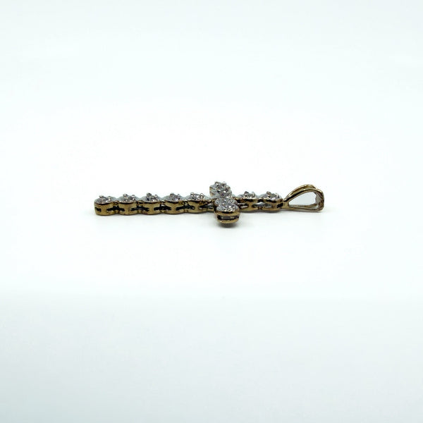9ct White & Yellow Gold Diamond Christian Cross Pendant 375